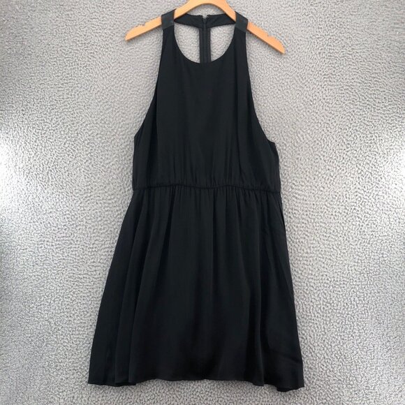Alice + Olivia Dress Women Large Black Silk Blend T Back Sleeveless Blouson Mini - Picture 1 of 13